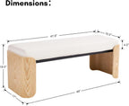 DUOMAY Modern White Chenille Bedroom Bench, 49" Wide Long Entryway Bench with Solid Wood Legs Upholstered Dining Bench Ottoman for Living Room Indoor
