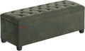 SONGMICS Velvet Storage Ottoman Bench, Foot Rest with Legs, 15.7 x 43 x 15.7 Inches, End of Bed Bench, Storage Chest, Load up to 660 lb, for Living Room, Bedroom, Entryway, Forest Green ULSF089C01
