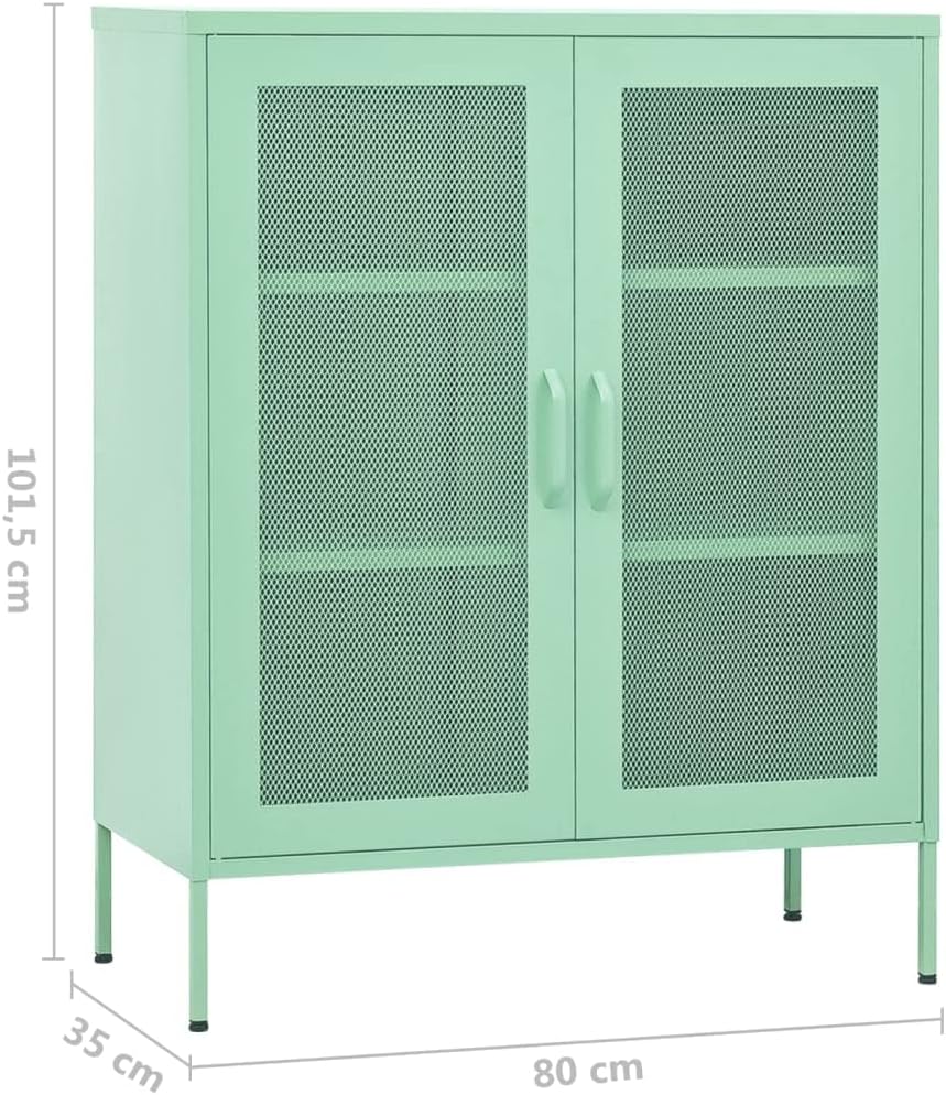 Mint Steel Storage Cabinet 13.8" W x 31.5" L x 40" H, Adjustable Shelves 198 lb Load, Slim Metal Cupboard for Bathroom, Pantry, Living Room & Kitchen, Small Space Organizer