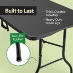 EconoHome Black 6ft Folding Table with Handle | Heavy-Duty Foldable Table | Portable Table for Indoor & Outdoor Use | Perfect for Events, Camping, Parties, Dining & More