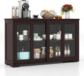 NAFORT Wooden Buffet Cabinet Sideboard with Sliding Doors, Kitchen Storage Console Table, Accent Coffee Bar with Adjustable Shelf for Living Room, Dining Room (Brown, 13" D x 42" W x 24.5" H)