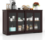 NAFORT Wooden Buffet Cabinet Sideboard with Sliding Doors, Kitchen Storage Console Table, Accent Coffee Bar with Adjustable Shelf for Living Room, Dining Room (Brown, 13" D x 42" W x 24.5" H)