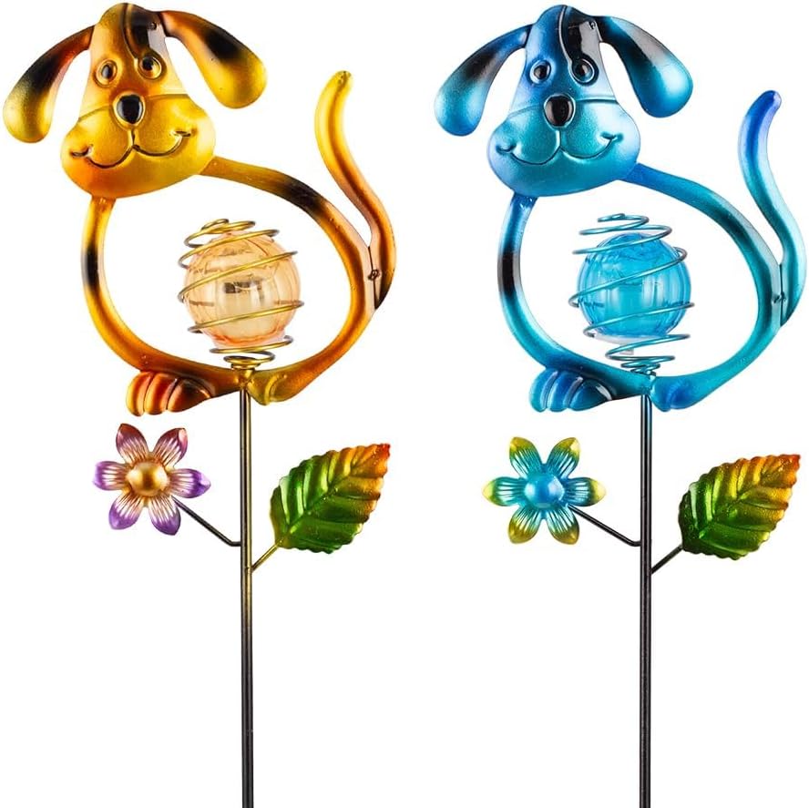 Solar Outdoor Garden Lights,27.4''H Solar Dog Statues Outdoor Lights,Waterproof Solar Decorative Garden Stakes for Lawn Patio Pathway, Solar Lights for Outside for Mom,Women,Dog Lovers