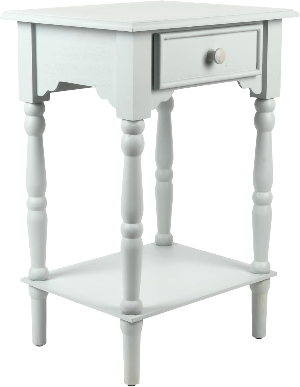 Decor Therapy Jane Nightstand Side Table with a Drawer, Shelf, Traditional Design, Ice Blue 17" D x 14" W x 26" H