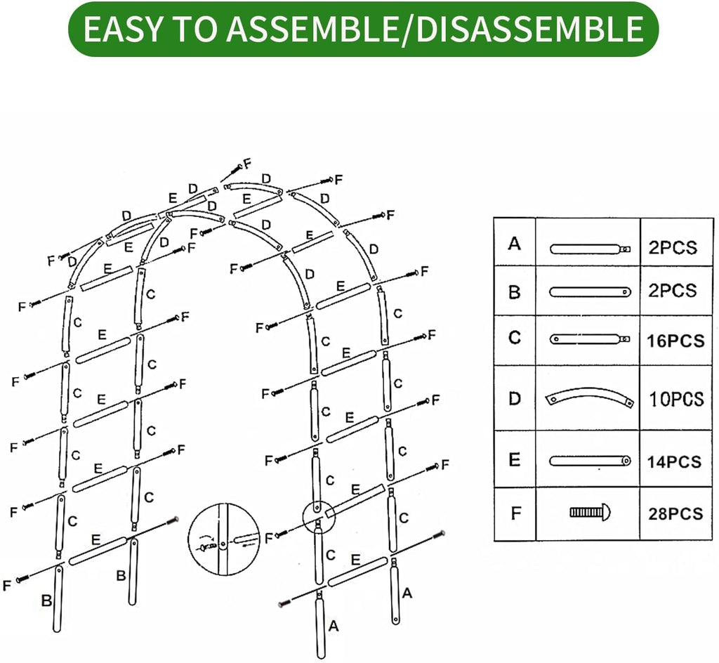 Iron Pergola Arbor Practical, 7.9 Feet High x 4.6 Feet Wide, Assemble Easily for Various Climbing Plant Wedding Garden Arch Bridal Party Decoration Wide Arbor