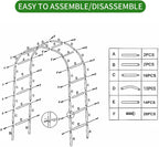 Iron Pergola Arbor Practical, 7.9 Feet High x 4.6 Feet Wide, Assemble Easily for Various Climbing Plant Wedding Garden Arch Bridal Party Decoration Wide Arbor