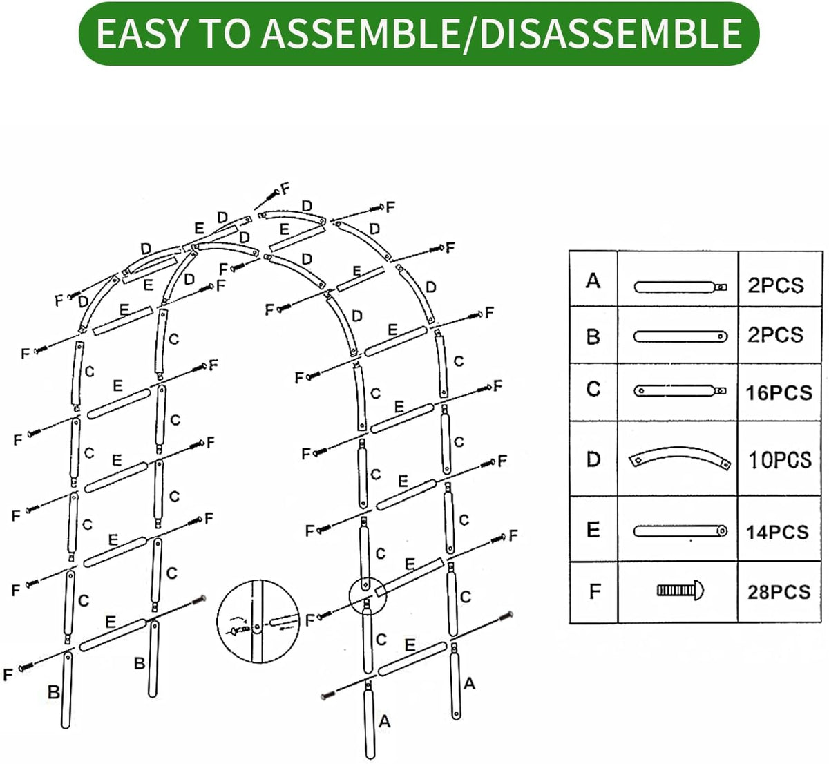 Iron Pergola Arbor Practical, 7.9 Feet High x 4.6 Feet Wide, Assemble Easily for Various Climbing Plant Wedding Garden Arch Bridal Party Decoration Wide Arbor
