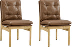 CHITA Dining Chairs Set of 2, Mid Century Modern Upholstered Kitchen Chairs with FSC-Certified Rubberwood Legs & Padded Seats,Saddle Brown