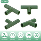 4 Pcs 11mm Greenhouse Frame Building Connectors, 3 Way Flat Pipe Fitting for Grape Trellis/Sunscreen Shed/Gardening Plant Stakes, Greenhouse Accessories [Green]
