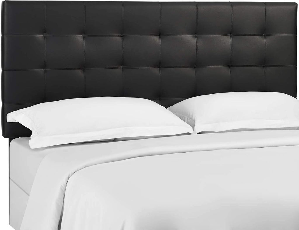 Modway Paisley Upholstered Tufted Faux Leather Full / Queen Headboard Size in Black