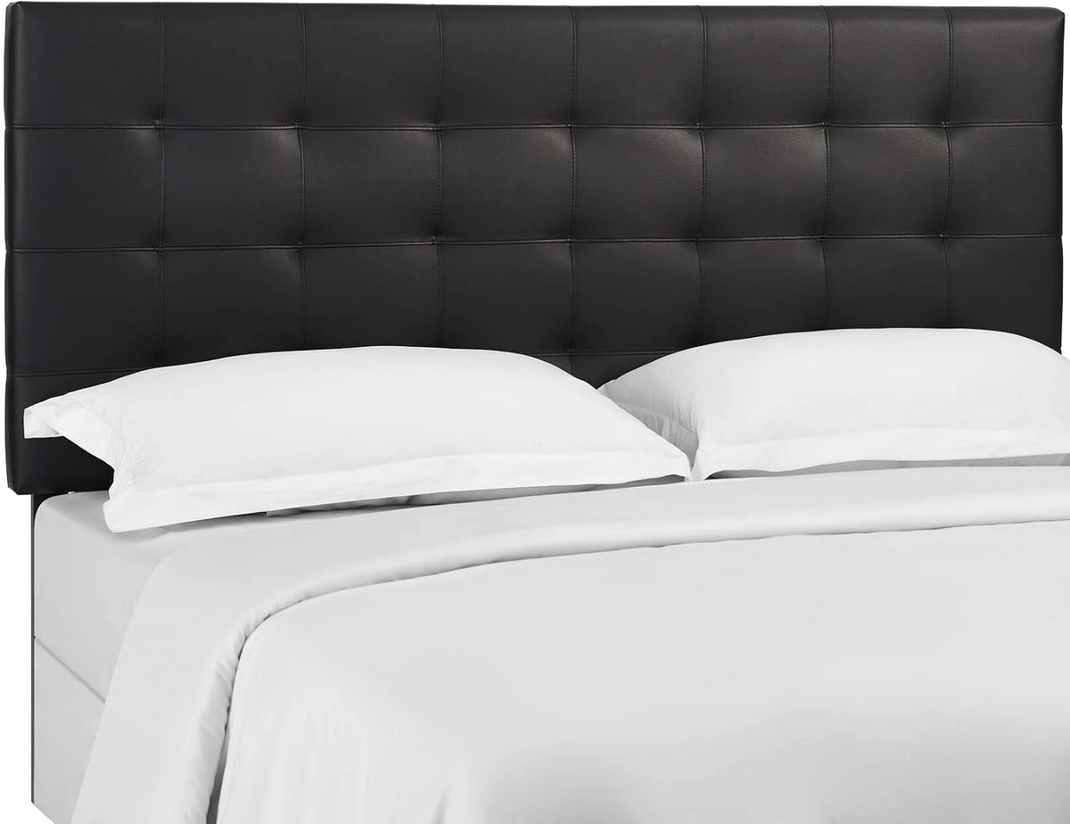 Modway Paisley Upholstered Tufted Faux Leather Full / Queen Headboard Size in Black