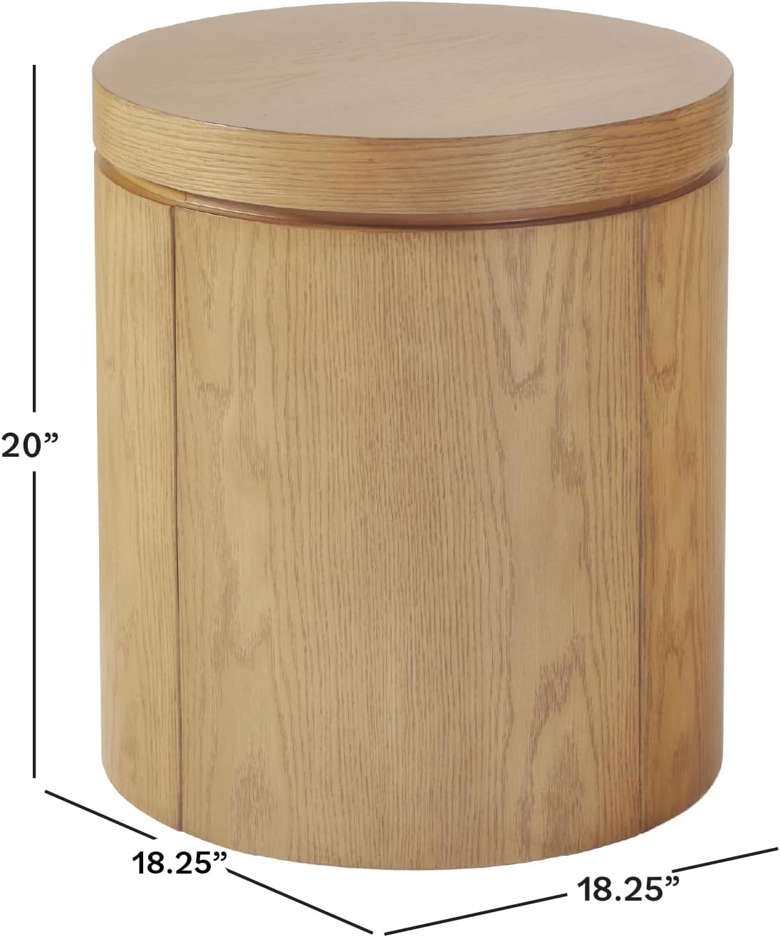 Walker Edison 2-Pack Maya Modern Solid Oak Wood Veneer Side Tables with Storage, 18 Inch, White Oak