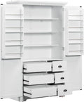 roomfitters 72" Kitchen Pantry Organizers and Storage Kitchen Cabinet, Hutch with Door Spice Racks and 6 Drawers, White