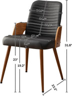 Dining Room Chairs,Mid Century Modern Kitchen Chairs,Upholstered Faux Leather Accent Chairs,Metal Legs Wooden Desk Chairs,Armless and No Wheels for Kitchen Dining Living Room,Black,1PCS