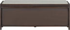Merax Multipurpose Entryway Storage Bench with Shutter Doors, 43.3" Wooden Shoe Organizer with Upholstered Seat for Entryway, Hallway and Living Room