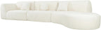 Merax 140" Curved Polyester Sectional Sofa Set, Modern Cloud Couch with Chaise Lounge & 3 Pillows, Fully Assembled for Living Room, Beige