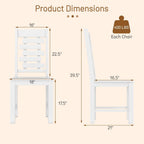Giantex Wooden Dining Chairs Set of 4, 100% Solid Rubber Wood Kitchen Chair with High & Tilted Backrest, Wide Seat, Mid-Century Modern Side Armless Chairs for Dining Room Living Room, White