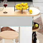 3-Piece Bar Table with Stools, Modern Living Room Set 3-Tier Storage Shelves and 2 Backless Stools for Home & Kitchen (Natural Finish, 39.5" L x 12" W H)