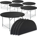MoNiBloom 5Ft 5-Piece Folding Table Set (Black - 10 Pack, 5ft) | Heavy Duty Round Indoor Outdoor Tables for Kitchen Party Wedding Festival Event Poolside, Black
