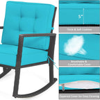 HAPPYGRILL Wicker Rocking Chair, Outdoor Patio Glider Chair with Heavy-Duty Frame, Thick Cushion, Rattan Rocking Chair for Backyard Garden Porch