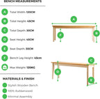 Furniturebox UK Large Wood Dining Bench - Tenby Cream Wood Indoor Bench Stool - Dining Kitchen Bedroom - Pale Oak Stain Seat Cream Legs Take on Traditional Farmhouse Dining Furniture