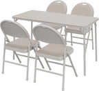 Takywep Sturdy & Portable Rectangle Folding Table - 47.24" x 20.07" 4ft Collapsible Desk, Metal Frame, PU Leather Scuff & Mark Resistant Surface, Anti-Slip Feet, Great for Dining, Office