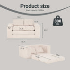 Fefances 55.1” Sofa Bed, 2-in-1 Convertible Loveseat & Folding Futon Couch, Small Space-Saving Design with Corduroy Fabric, for Living Room, Bedroom, Studio Apartment - Beige