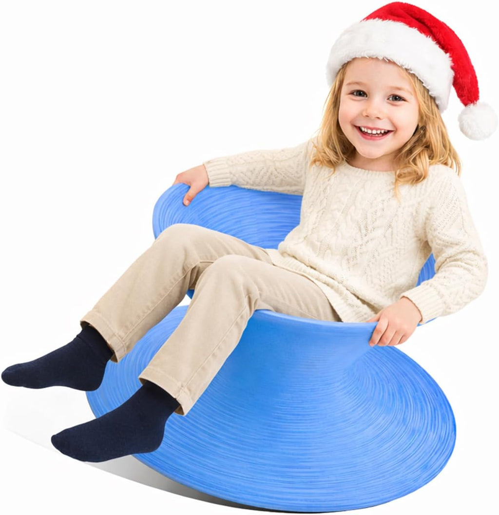 360° Rotating Gyro Chair, 24" One-Piece PE Spun Chair with Non-Slip Textured Surface, Spinning Top Chairs for Home, Backyard, Recreation Room & Commercial (Blue, Small)