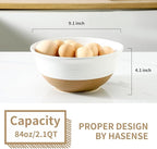 Hasense Serving Bowls, 9 Inch Ceramic Salad Dish for Kitchen, 84 Ounce Large Mixing Bowls for Cooking, Side Dishes, Baking, Popcorn, White Serving Dishes Set of 2, Dishwasher Microwave Safe