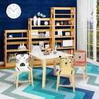 Virubi 5 PCS Wood Activity Table & Chair Set for Kids Ages 2-6 - Wooden Drawing Play Table W/ 2 Animal Chairs for Nursery, Kindergarten, Home (Colorful(5PCS))