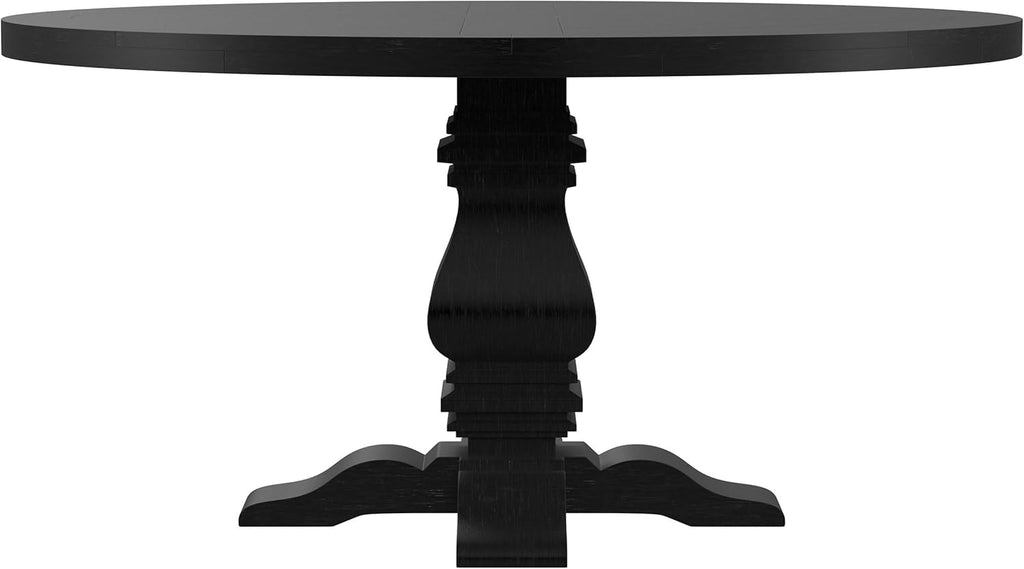 Coaster Home Furnishings - Florence - Pine Wood - Traditional Round Dining Table with Plank Top and Pedestal Base - Dining Room & Kitchen - 60 Inch - Black - 115530