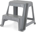 Gracious Living 2-Step Stool, Portable Plastic Stepping Stool for Dorm, Home, Classroom, or Office, 18"L x 18.75"W x 16"H - 300 Pound Capacity, Gray