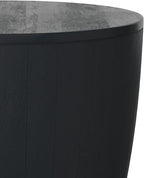SIMPLIHOME Elmbrook End Table - 21 inch Wide Solid Mango Wood Round Drum Table with Vertical Panel Detailing in Black, Modern Nightstand or Plant Stand for Living Room or Bedroom, Assembled