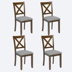 Ball & Cast Wood Frame Dining Chairs Set of 4, Modern Linen Upholstered Kitchen-Chairs with Padded Seat, 330lb Heavy Duty X-Backrest Side Chair for Dining Living Room, Easy Assembly, Walnut