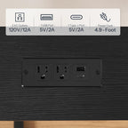 HOOBRO Narrow Console Table with Charging Station, Adjustable Height Sofa Table (25''-32.9''), Slim Behind Couch Table for Small Spaces, Entryway, Living Room, 39.4" Black BB95UXG01