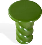 SAFAVIEH Couture Collection - Noelly Olive Green Concrete Accent Table, Contemporary Swirl Pedestal Side Table, High Gloss Finish, Fully Assembled (SFV2621C)