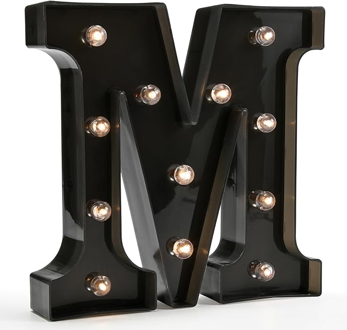 OYCBUZO Light Up Black Alphabet Marquee Letters Sign LED Marquee Number Lights Sign for Night Light Home Bar Christmas Party Lamp Wedding Birthday Decoration M