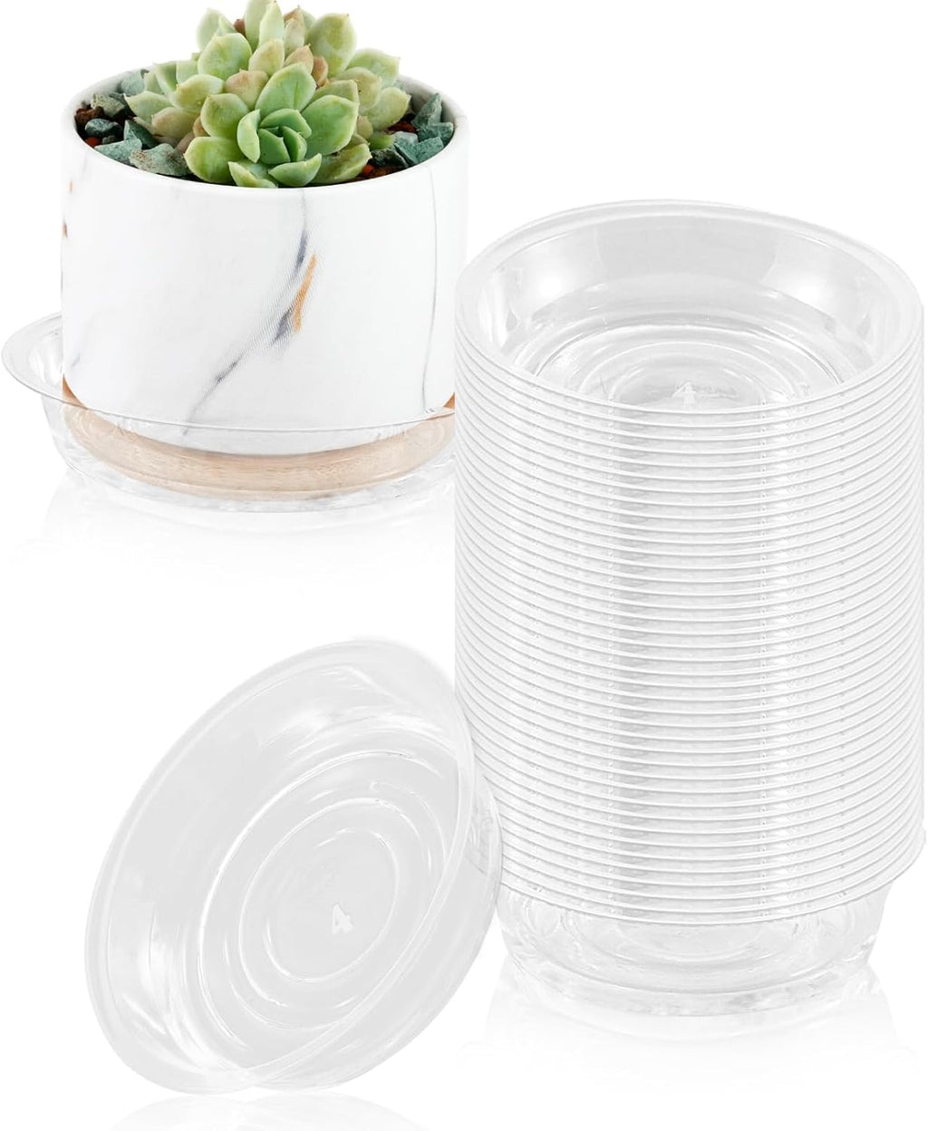 40 Pack 4 Inch Plant Saucer Clear Plant Saucers for Indoors Flower Pot Saucers Small Plant Plate Dish Plant Pot Saucers Plant Trays for Pots Bulk