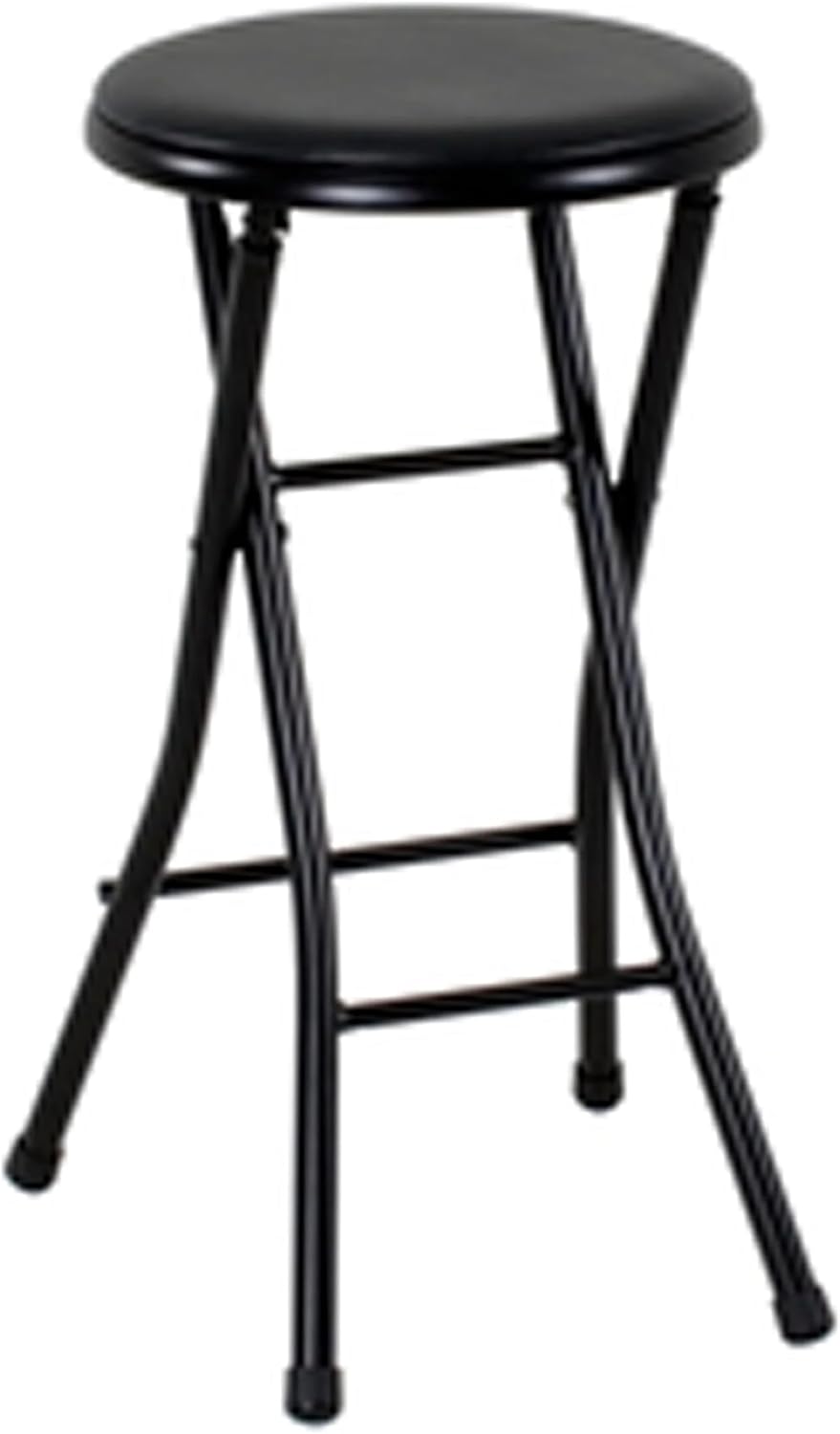 Folding Metal Stool, Black - Heavy-Duty, Compact & Portable, Stackable for Home, Garage & Workshop Use