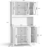 VOWNER Kitchen Pantry Storage Cabinet, Tall Kitchen Cabinets with 6 Doors, Freestanding Storage Cabinet with Adjustable Shelves for Kitchen, Dining Room, White