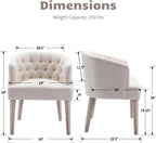 HEAH-YO Modern Dining Chairs Set of 4, Tufted Dining Room Chairs with Barrel Backrests, Upholstered Linen Kitchen Chair for Dining Room, White