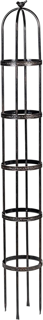 Evergreen 7 Feet Garden Metal Garden Obelisk Trellis for Climbing Plants Outdoor | Indoor Plant Trellis for Potted Plants | Floral Pattern Arch Trellis | Bronze