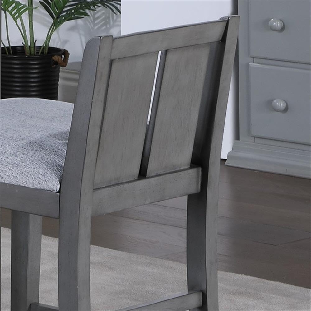 Lilola Home Graham 3-Piece Gray Finish Small Space Counter Height Dining Set with USB Charging Ports, Storage Shelves, and 2 Upholstered Chairs — Space-Saving Table & Chair Set for Apartments