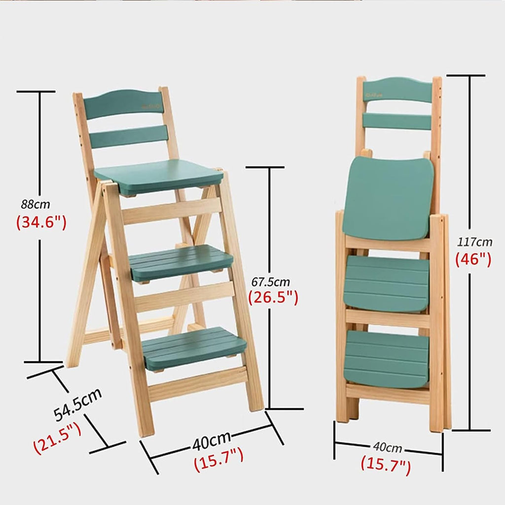 Height Foldable Stool Tall Stool,Solid wood Folding Bar Stool 3 Step Indoor Ladder Stool,Folding High Bar Counter Stool Portable Step Stool Chair ，Bathroom Storage Shelf for Adults Kitchen Outdoor(Gra
