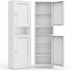 Eltean 67" Tall Narrow Storage Cabinet,Bathroom Cabinets | Narrow Pantry Cabinet with 3 Adjustable Shelves,Reversible Doors Opening,Kitchen Cupboard for Pantry,White (15.7" W)