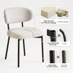 Upholstered Dining Chairs Set of 4, Modern Fabric Kitchen Chairs with Curved Backrest and Cushioned Seat, Sturdy Metal Legs, Modern Dining Chairs for Kitchen Dining Room, Living Room,Beige