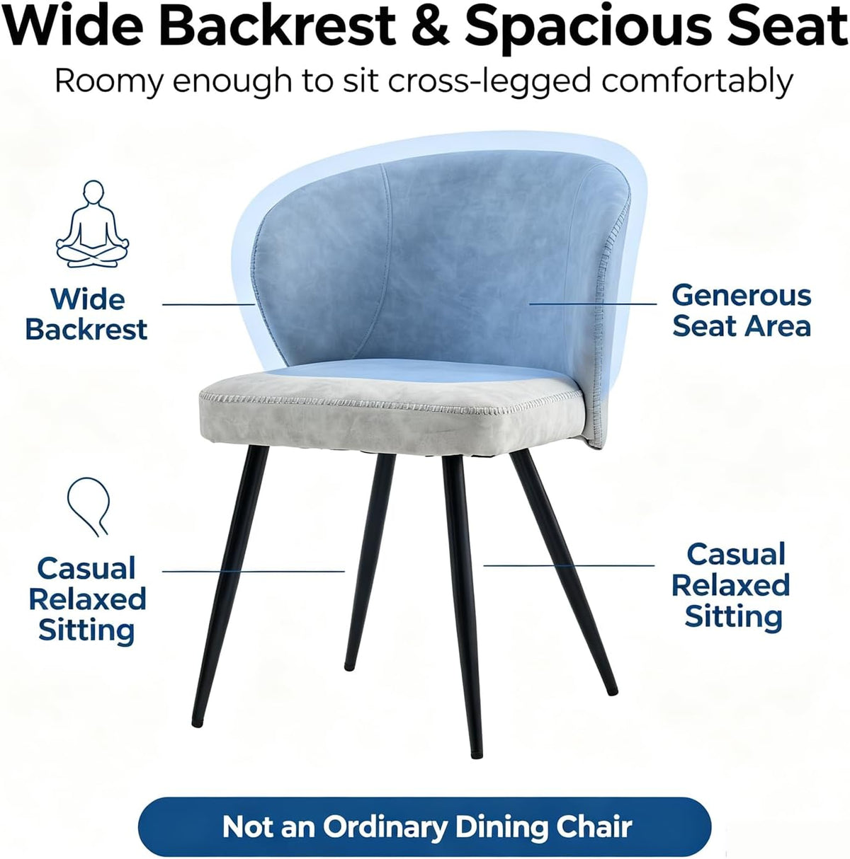 Dining Chairs Set of 4, Mid-Century Style, Sturdy Metal Legs, High-Resilience Sponge Cushioning, Non-Scratch Pads, for Kitchen, Dining Room, Living Room