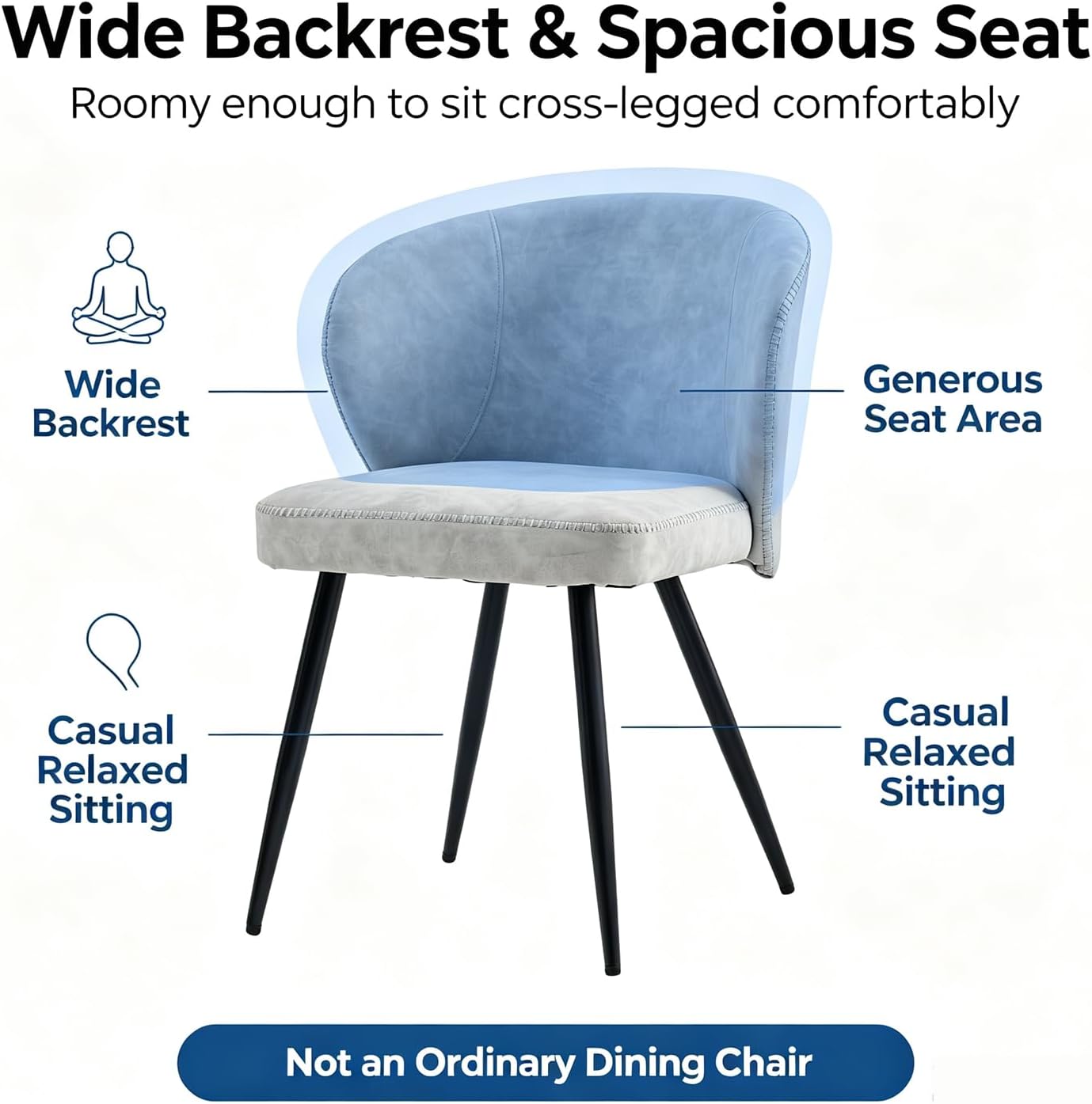 Dining Chairs Set of 6, Sturdy Metal Legs, High-Resilience Sponge, Non-Scratch Pads, for Kitchen, Dining Room, Living Room