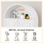 Winiowa Metal Arched Kitchen Pantry Cabinet, 73" Tall Arched Storage Cabinet with 2 Doors & 4 Shelves, Modern Farmhouse Kitchen Storage Cabinets, White