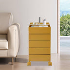 360° Rotating Sofa Side Storage Cabinet, 5-Tier Mobile Sofa Side Table End Tables ABS Storage Small Coffee Table with 4 Wheels for Living Room Bedroom Sofa Dormitory (White)